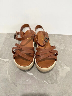 MIA Kiera Espadrille Platform Sandal Sandals Brown & Cream US 7